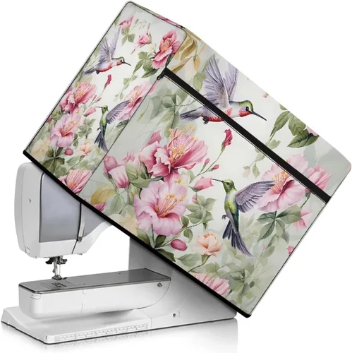 Miniatura 23 de Mumeson Cubierta antipolvo para máquina de coser de gatos negros con flores, para la mayoría de máquinas de coser estándar, plegable, duradera