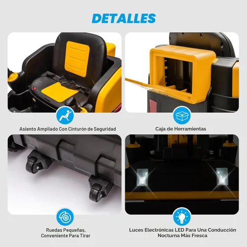 Miniatura 8 de JOYLDIAS Retroceder y avanzar en 360 grados, excavadora y bulldozer para montar, juguete con batería de 12V12AH, retroexcavadora con diseño