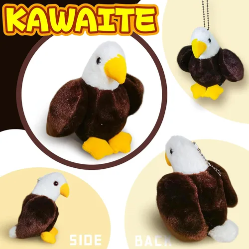 Miniatura 2 de Peluche de águila calva para niños, peluches Kawaii de águila calva, juguetes de peluche suaves de pájaro, mini animales de peluche para niñas