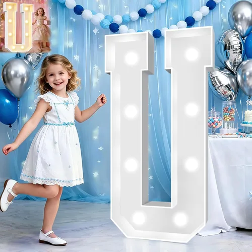 Miniatura 79 de Pooqla Letras de marquesina iluminadas de 3 pies, letras de marquesina con luz LED blanca fría y blanca cálida, letras de mosaico gigante para Letra