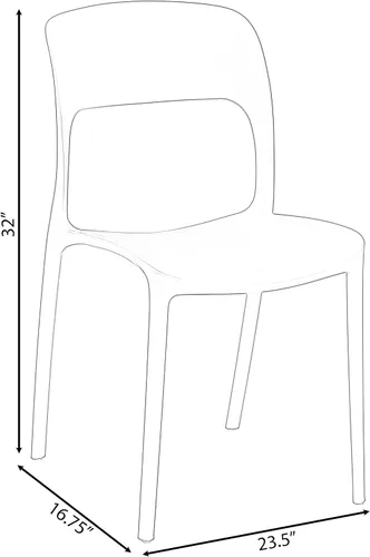 Miniatura 3 de Fabulaxe Silla de comedor moderna de plástico para exteriores con respaldo curvado abierto, juego de 2 unidades Juego de 2 rojo