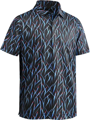 Miniatura 87 de DEOLAX Camisa de golf para hombre, con estampado de moda, atlética, de manga corta, clásica, casual, ajuste seco, suave, para hombres