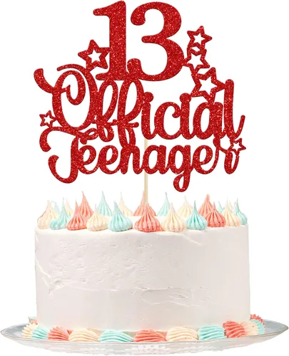 Miniatura 8 de Ephlyn 1 paquete de adorno para pastel de 13 años para adolescentes oficiales con purpurina, número 13, adorno de pastel para cumpleaños número 13