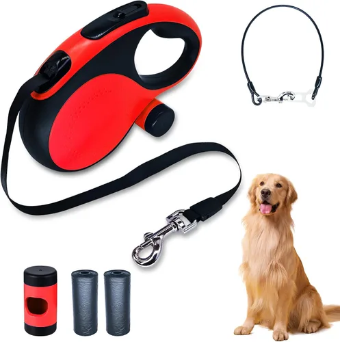 Miniatura 12 de Correa retráctil para perro con luz LED recargable, correa de perro resistente de 16 pies para perros medianos y grandes de hasta 110 libras, 360°