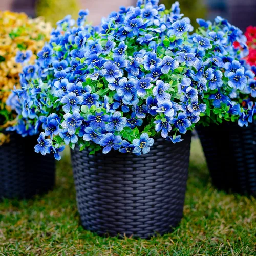 Miniatura 2 de Axylex - Flores Artificiales para Exteriores, Plantas Falsas - 16 Paquetes de Verdería Artificial para Exteriores, Arbustos de Boj de Plástico Sin