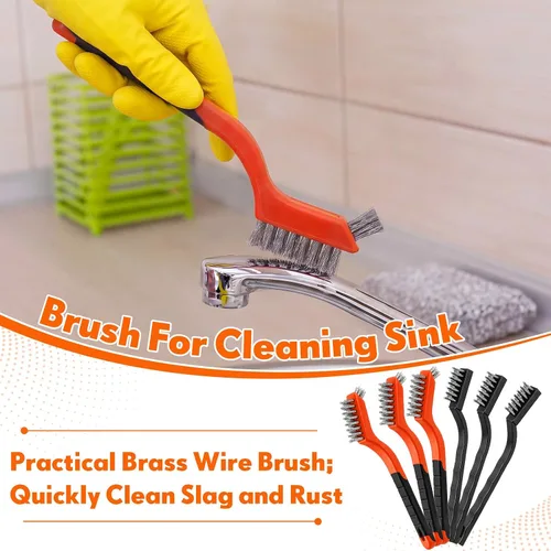 Miniatura 6 de Zhehao 90 Pcs Mini Wire Brushes Set for Cleaning Small Stainless Metal Brush Scrub Masonry Brass Wire Curved Handle for Cleaning Welding Slag Rust