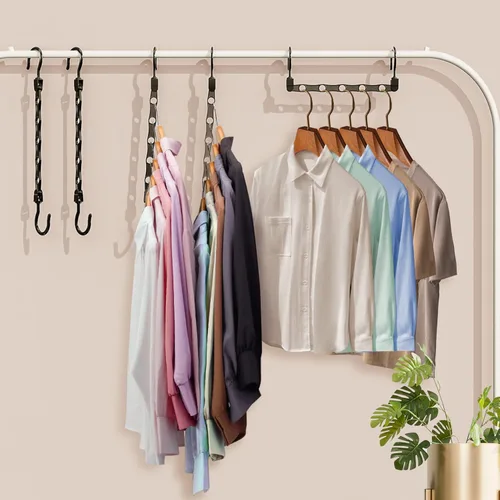 Miniatura 2 de Paquete de 8 perchas para ahorrar espacio, ahorro de espacio, almacenamiento inteligente de plástico, organizador de ropa y almacenamiento