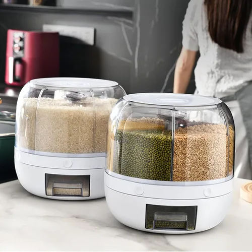 Miniatura 4 de TOPINCN Caja de almacenamiento separada de granos, almacenamiento de arroz a prueba de humedad para el hogar, soporte de arroz, dispensador