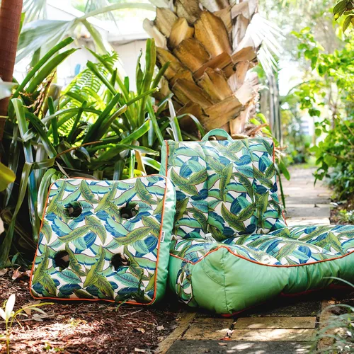 Miniatura 3 de Big Joe Captain's Caddie - Flotador para piscina, no necesita inflado, malla de doble cara verde palmera tropical, tela de drenaje rápido, 2 pies