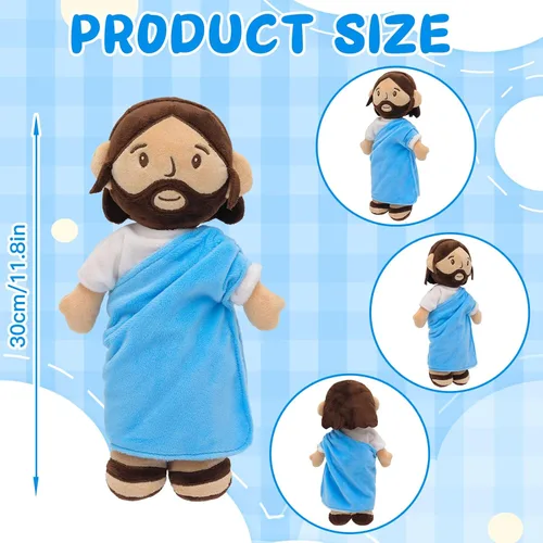 Miniatura 2 de Yelakey Muñeco de peluche de Jesús marrón de 11.8 pulgadas, guardián, bautizo, peluche, juguete de Salvador, regalos para la iglesia, escuela