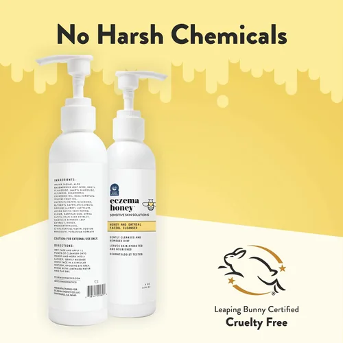 Miniatura 6 de ECZEMA HONEY Limpiador facial de avena – El lavado facial de eccema natural evita brotes – Limpiador facial suave diario para piel seca