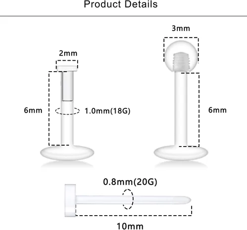 Miniatura 2 de Lcolyoli Piercing transparente de 0.58 oz para la nariz, piercings transparentes para el trabajo, deportes, cirugía, bioflex, tragus, joyería