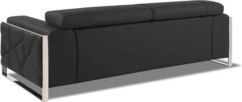 Miniatura 3 de BlackJack Furniture Gianni - Sofá de cuero italiano de grano superior con reposacabezas ajustables de 9 posiciones, patrón geométrico contemporáneo