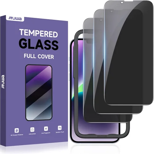 Miniatura 11 de Protector de pantalla de privacidad Ruwa para iPhone 14 Pro Max [Pack de 3] [17 cm] Película de vidrio templado para pantalla con marco