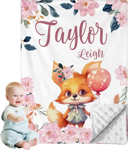 Miniatura 27 de Manta de bebé personalizada para niños, nombre personalizado con diseños de ratón, franela suave con respaldo de puntos de doble capa, manta 19 Ratón