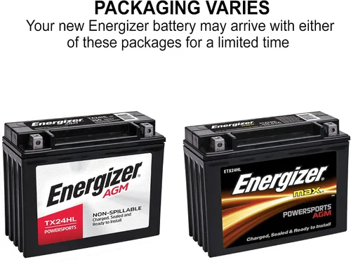 Miniatura 3 de Energizer TX24HL AGM Batería para motocicleta y ATV de 12 V, 350 Amperios de arranque en frío y 21 Ahr, reemplaza: YTX24HL-BS y otras, Negra