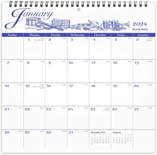 AT-A-GLANCE Calendario de pared 2024, 12 x 12 pulgadas, mediano, mensual, edición de ilustrador (G10001724)