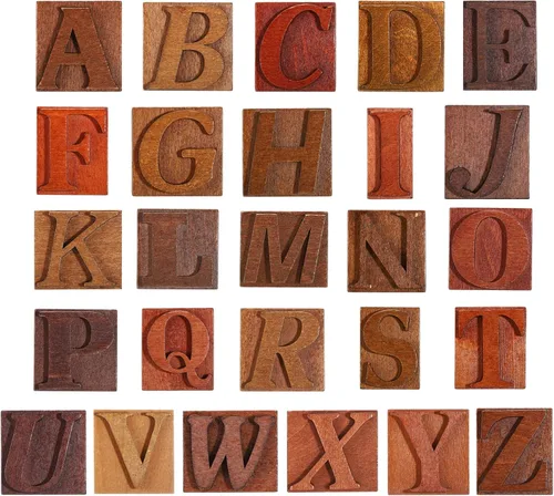 Miniatura 5 de PATIKIL Sellos de letras de goma de madera, juego de sellos de letras del alfabeto vintage, sello de madera para hacer tarjetas, manualidades