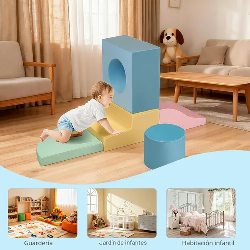 Miniatura 5 de MIND&ACTION 5 piezas de juguetes de escalada para niños pequeños en interiores, bloques de escalada de espuma para niños pequeños de 1 a 3 años