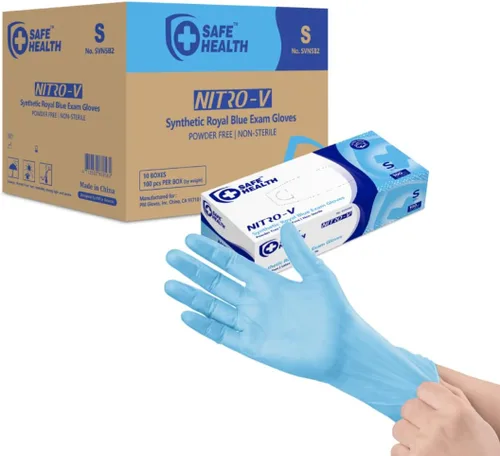 Miniatura 8 de SAFE HEALTH Nitro-V Nitile-Vinyl - Guantes de examen de color azul sintético de vinilo pequeño, suministro a granel de 16 estuches, 16000