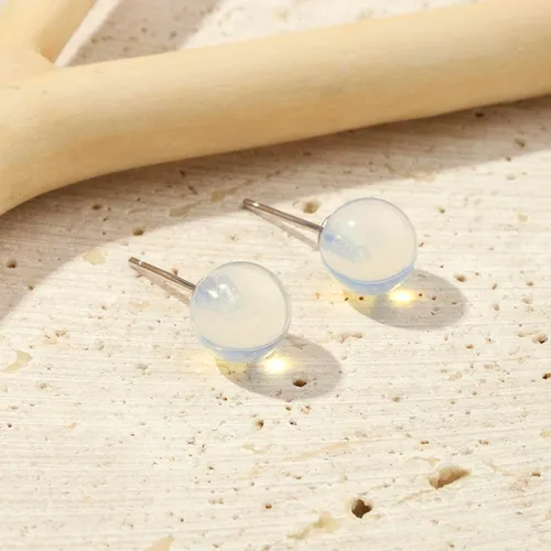 Miniatura 104 de Natural Stone Stud Earrings for Women 8mm Sterling Silver Genuine Gemstone Earrings Handmade Sterling Silver Crystal Stud Earrings for Women