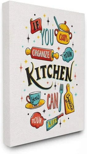 Stupell Industries Organiza tu cocina inspiradora vintage cómic, diseño de palabras, multicolor