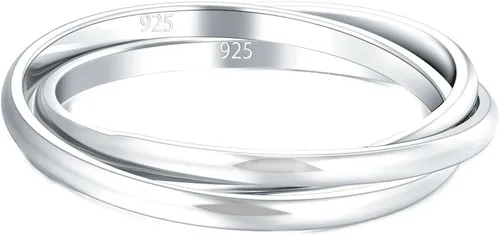 Miniatura 2 de Anillo de boda con entrelazado triple, resistentes al deslustre, pulido, de plata fina 925