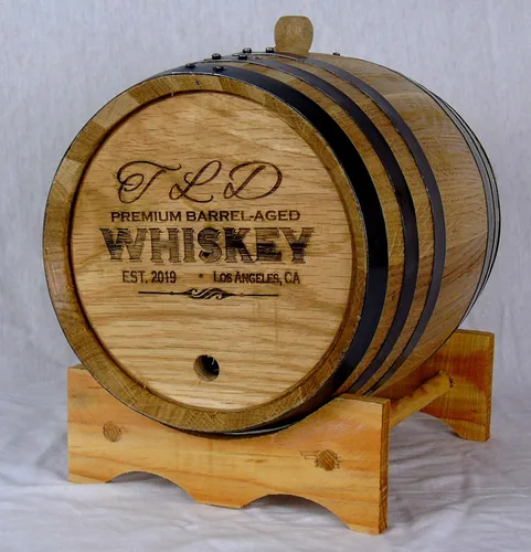 Barriles de envejecimiento de roble blanco americano grabado personalizado (2 litros) - Barriles de madera nuevos para el envejecimiento de whisky,