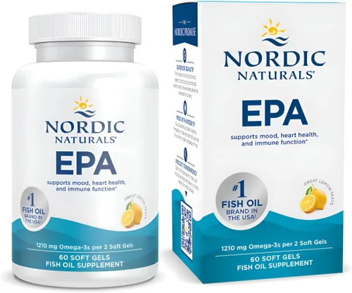 Nordic Naturals EPA, sabor a limón - 60 geles blandos - 1210 mg Omega-3 - Fórmula EPA de alta intensidad para el estado de ánimo positivo, la salud