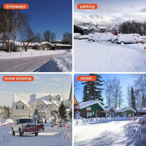 Miniatura 7 de Marcadores de entrada de vehículos, marcadores reflectantes de doble cara de entrada de vehículos altamente visibles, estacas de nieve de metal