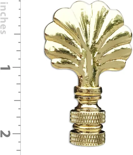 Miniatura 3 de Royal Designs, Inc. F-5018PB-2 Seashell Lamp Finial para la pantalla de la lámpara, latón pulido
