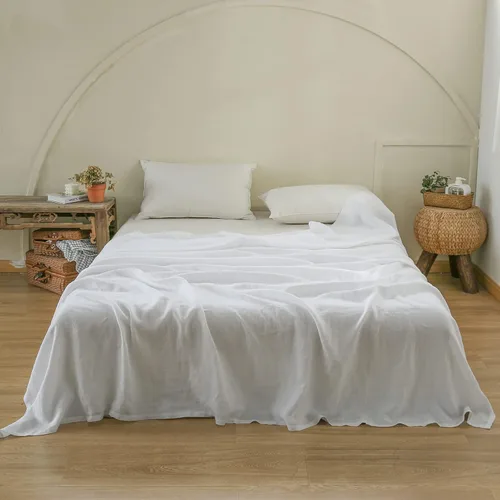 Miniatura 22 de Simple&Opulence Sábana encimera de lino francés, 100% lino natural con lavado a la piedra tamaño Queen (90 x 102 pulgadas), ultra suave, Óxido básico