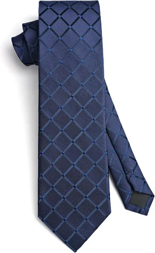 Miniatura 6 de HISDERN Conjunto de corbata a cuadros a cuadros pañuelo tejido clásico formal para hombre corbata y bolsillo cuadrado