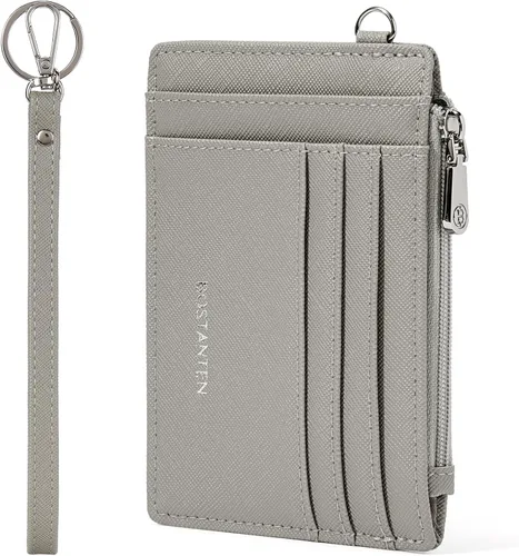 Miniatura 10 de BOSTANTEN Tarjetero para tarjetas de crédito para mujer, billetera de piel RFID, pequeña cartera delgada con llavero con ventana de identificación