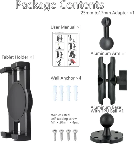 Miniatura 6 de VAUBORTTI Soporte de tablet para camión, brazo de aluminio, soporte para iPad de 6.5 a 12.9 pulgadas, iPad mini/Air/Pro, base de taladro resistente