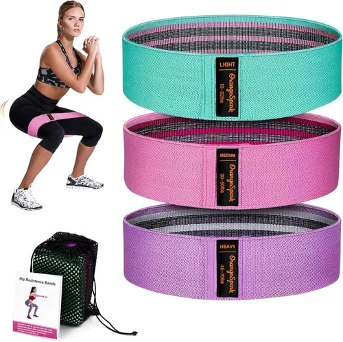 Bandas de resistencia: bandas de entrenamiento de primera calidad para mujeres y hombres, juego de 3 bandas elásticas para glúteos, piernas, pilates