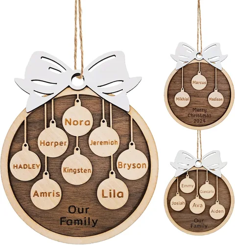 Miniatura 15 de Adornos de Navidad personalizados 2025 con nombres, adornos de madera personalizados de Navidad, adornos de pata personalizados, regalos