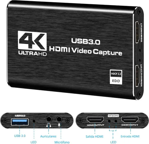 Miniatura 2 de Tarjeta de captura Nintendo Switch, tarjeta de captura de video HDMI 4K, 1080P 60FPS, tarjeta de captura HDMI a USB 3.0 para trabajo de transmisión