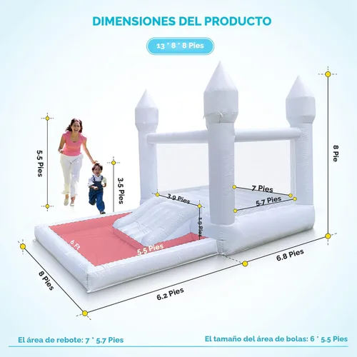 Miniatura 3 de Casa inflable blanca para niños con soplador UL, portátil, piscina de bolas grande y espacio de salto, castillos hinchables 3 en 1, una espaciosa