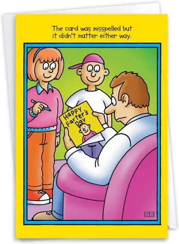 NobleWorks – Tarjeta de felicitación del día del padre con diseños divertidos o de humor para papás o padrastros, incluye sobre
