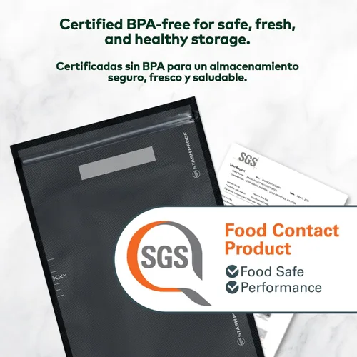 Miniatura 6 de Bolsas resellables con cierre al vacío de 11 x 16 pulgadas (50 unidades) de 5.5 mil (negro y transparente), sin BPA, de grado comercial