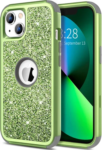 Miniatura 17 de Hython Funda para iPhone 13 Funda con Purpurina, Bonita Cubierta Brillante Resplandeciente con Brillo, Resistente 3 en 1 Híbrida de PC Duro TPU