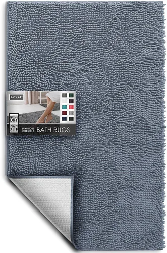 Miniatura 110 de Hearth & Harbor Alfombras de baño, tapete de baño de chenilla - Alfombras de baño lavables a máquina para baño con respaldo antideslizante de goma