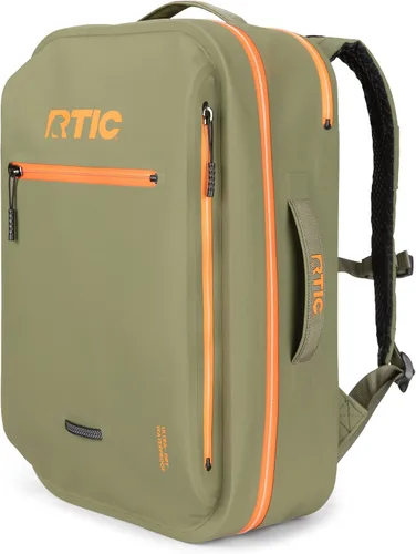 RTIC Mochila ultra seca, bolsas impermeables al aire libre para senderismo, viajes, camping, canotaje, mochilero, 26L Oliva y Naranja