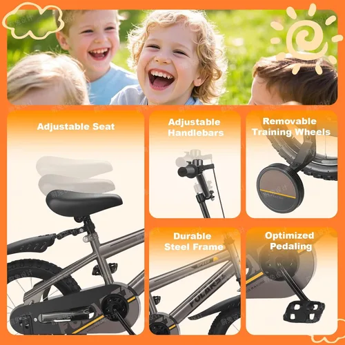 Miniatura 5 de Bicicleta para niños de 12, 14, 16 pulgadas, bicicleta de montaña deportiva para niños de 2 a 7 años, bicicleta de montaña deportiva para niños