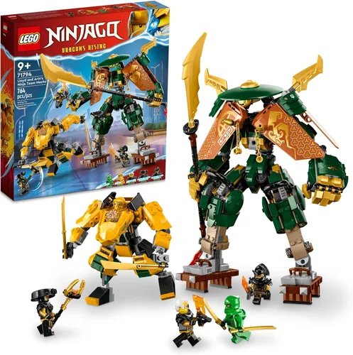 LEGO NINJAGO Mechas del equipo ninja de Lloyd y Arin 71794 - Juego de juguetes de construcción, con 2 mechas y 5 minifiguras, idea para niños, niñas
