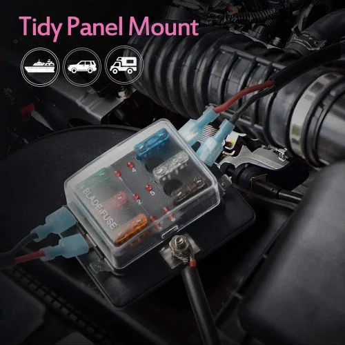 Miniatura 3 de Caja de fusibles de hoja de fusibles de 6 vías para autocaravana, caja de fusibles DC12~32V, 12V, indicador Jtron LED, bloque de fusibles