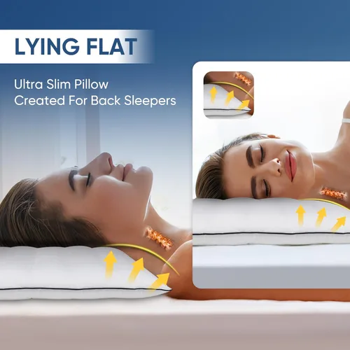 Miniatura 2 de MINUPWELL Almohadas ultra finas, almohadas planas para dormir delgadas con soporte 7D de 2.5 pulgadas de altura, almohadas de cama delgadas