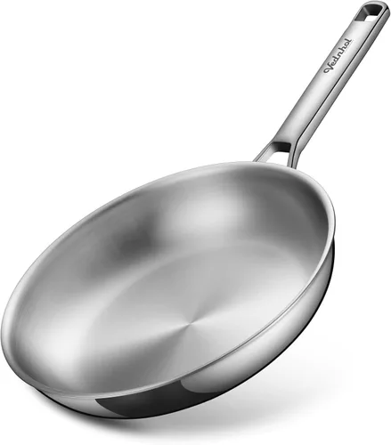 Miniatura 10 de Juego de utensilios de cocina de acero inoxidable, 8 piezas de ollas y sartenes de capa triple, libre de PFOA y PTFE, apto para lavavajillas