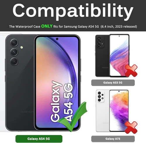 Miniatura 2 de Miimall Funda impermeable compatible con Samsung Galaxy A54 5G, protector de pantalla transparente HD integrado, parachoques completo a prueba